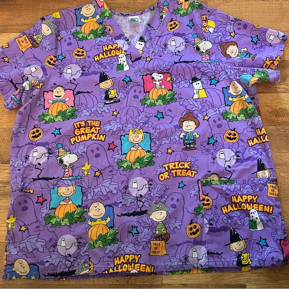 Peanuts Halloween Themed Scrub Top